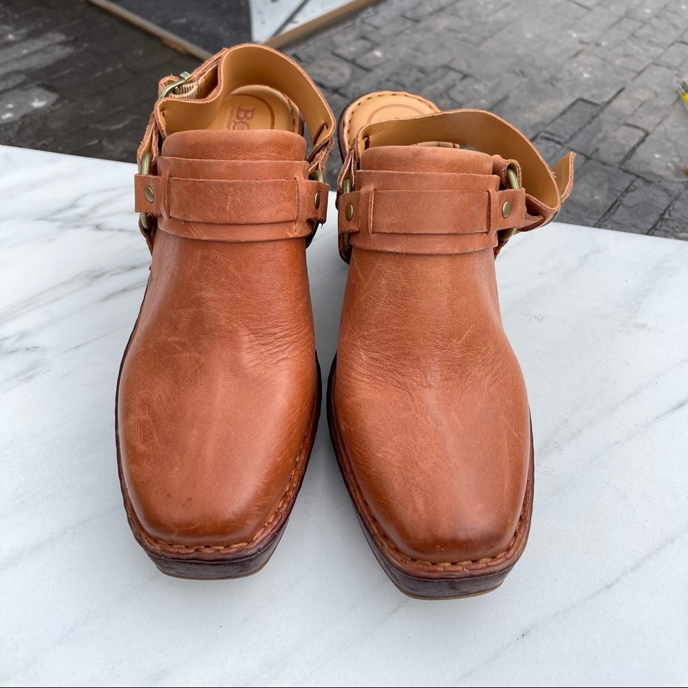 Born Brown Tan Leather Clog Sandals - Picture 2 of 9